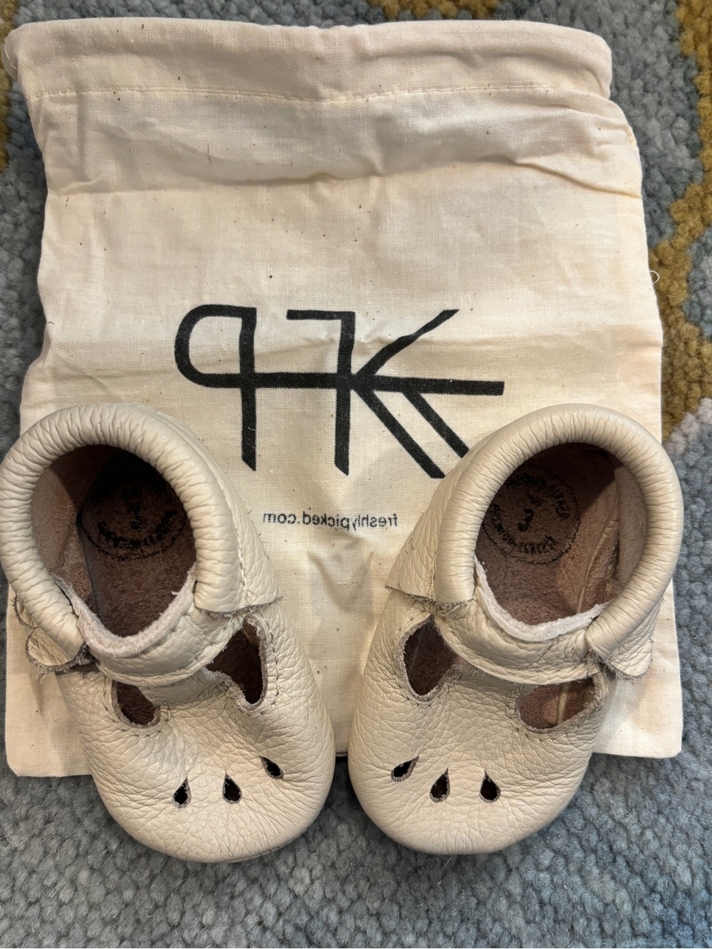 Freshly Picked Cream Leather Baby Walker Mary Jane Shoes